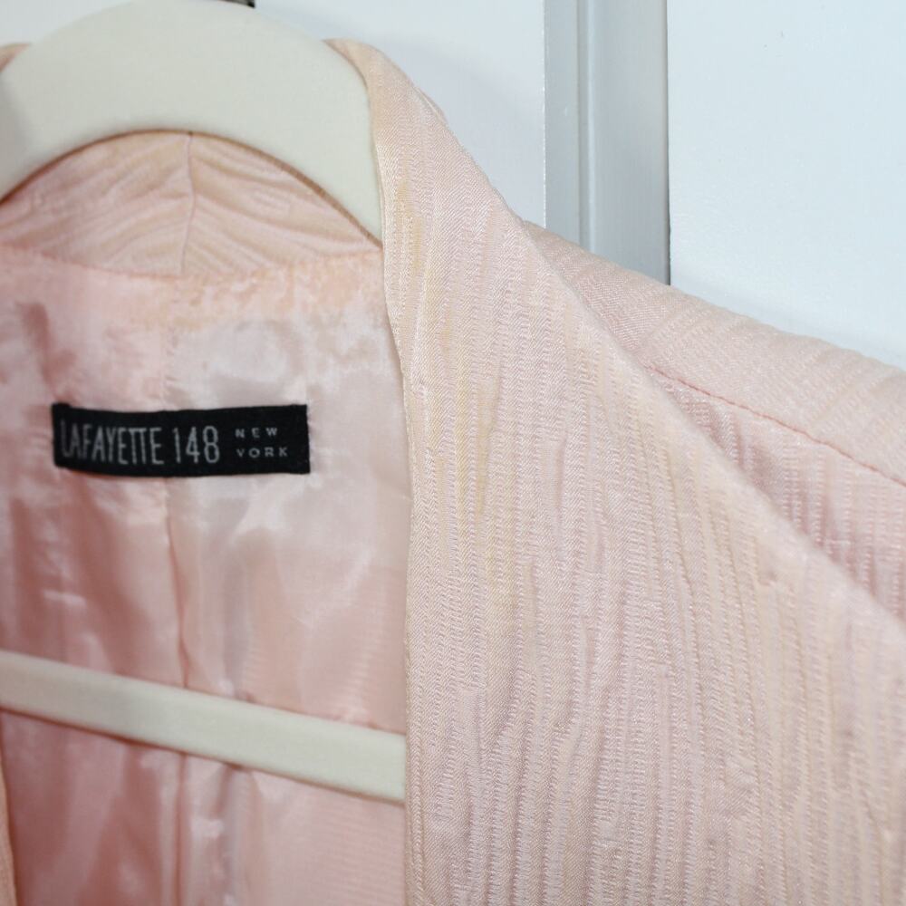 Lafayette 148 New York Blush Pink Textured Open-Front Blazer - Picture 5 of 9